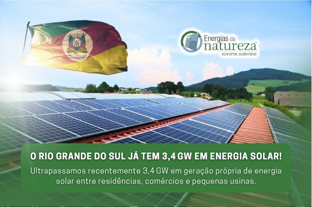 Com mais de 3,4 GW de potência instalada, o estado ocupa posição de liderança nacional em geração própria de energia solar. Veja o que isso significa para os gaúchos e como a Energias da Natureza pode te ajudar a fazer parte dessa transformação.